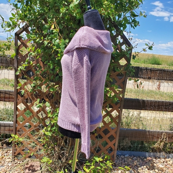 Lulus Daveny Dusty Lavender Off-the-Shoulder Knit Sweater Women's Size Small EUC - Picture 12 of 16